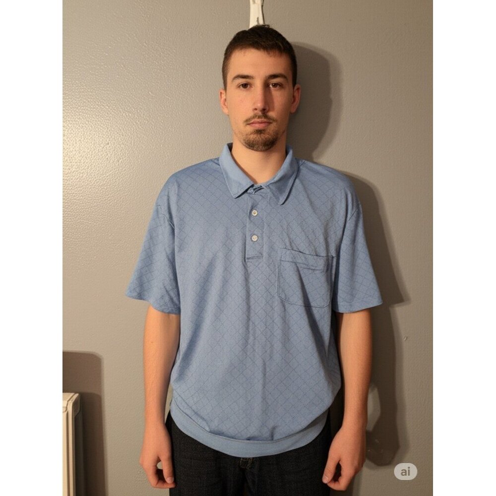 Cotton Mist By Enro Blue Vintage Polo Size XL Men's Pocket